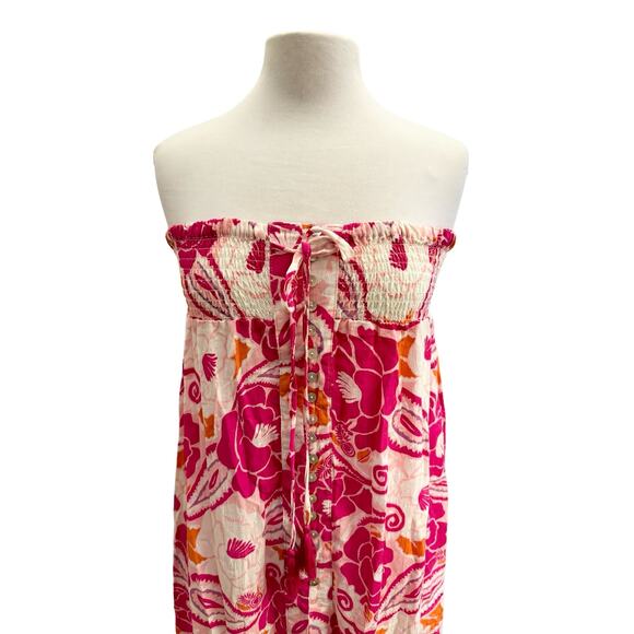 Nicole Miller Small Button Pink Floral Colorful Lightweight Maxi Skirt OR Dress - Picture 3 of 11